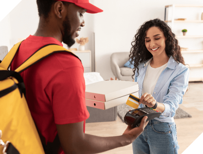 Field agent making last-mile delivery of a package to customer